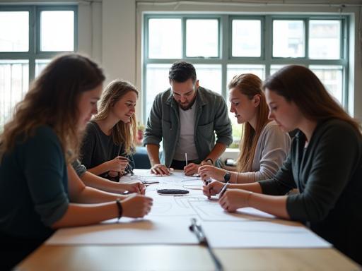 Photo de l'équipe créative travaillant à l'atelier